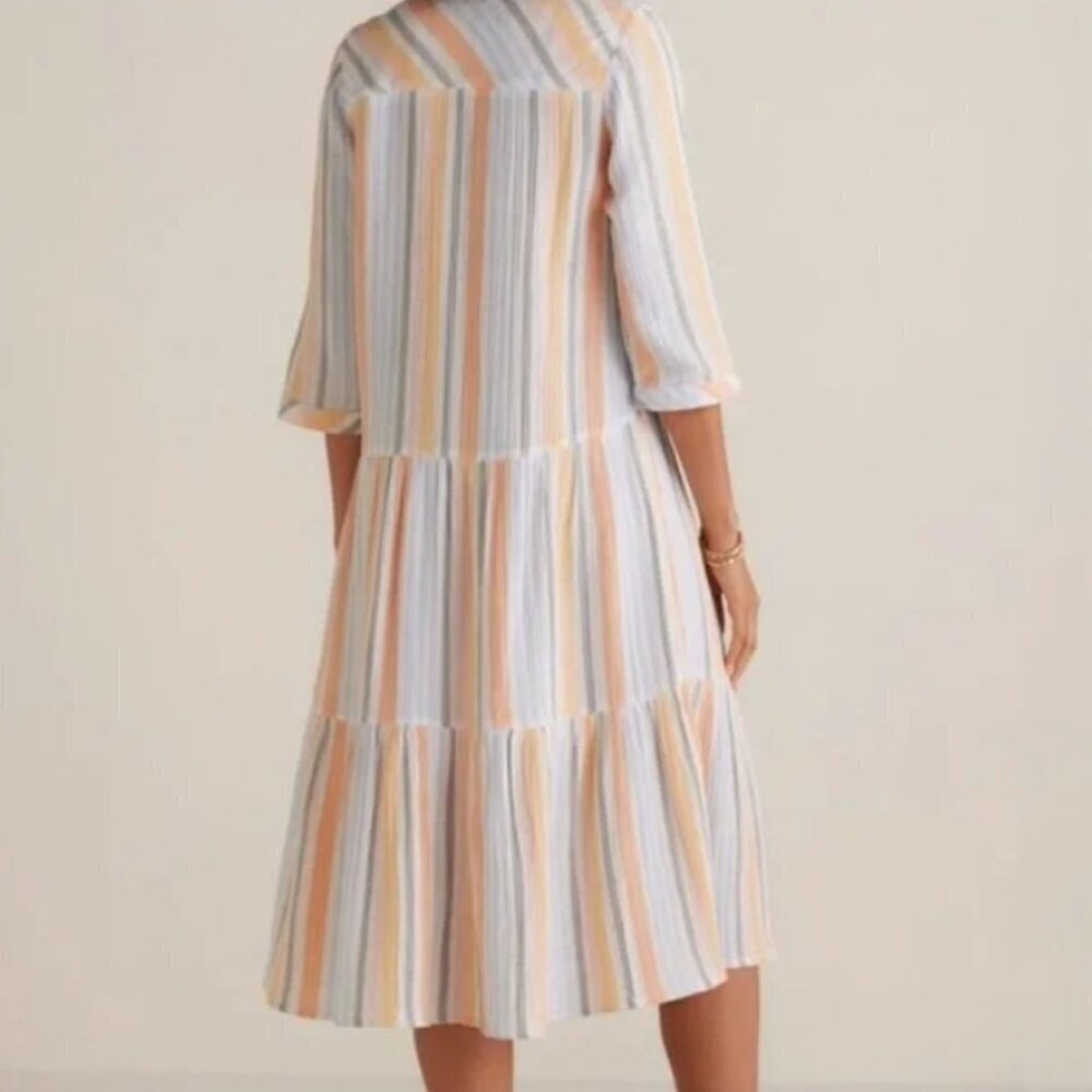 Soft Surroundings Laguna Gauze Stripe Dress Multi Color Petite Small EUC Cotton - Picture 4 of 16